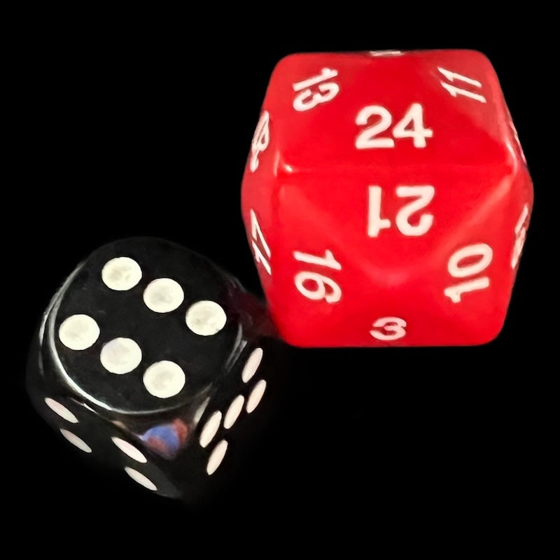 Koplow Opaque Red & White D24 Dice