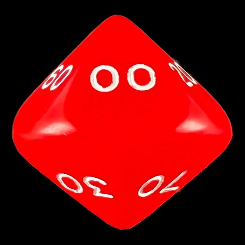 Koplow Opaque Red & White Percentile Dice