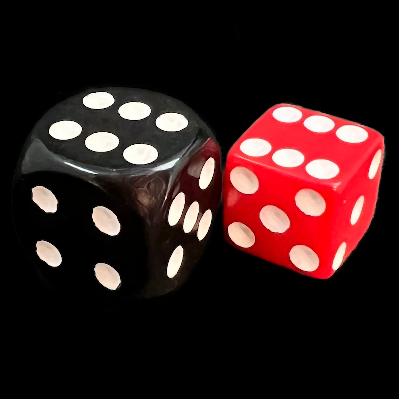 Koplow Opaque Red & White Square Cornered 36 x D6 Dice Set