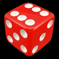 Koplow Opaque Red & White Square Cornered 16mm D6 Spot Dice
