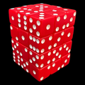 Koplow Opaque Red & White Square Cornered 36 x D6 Dice Set