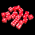 Koplow Opaque Red & White Square Cornered 8mm 20 x D6 Spot Dice Set