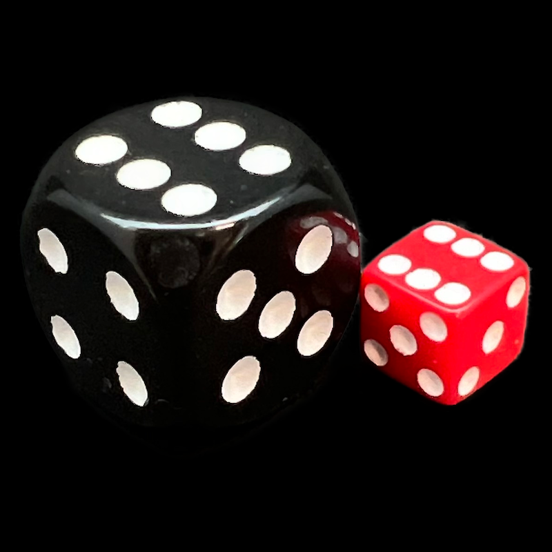Koplow Opaque Red & White Square Cornered 8mm 20 x D6 Spot Dice Set