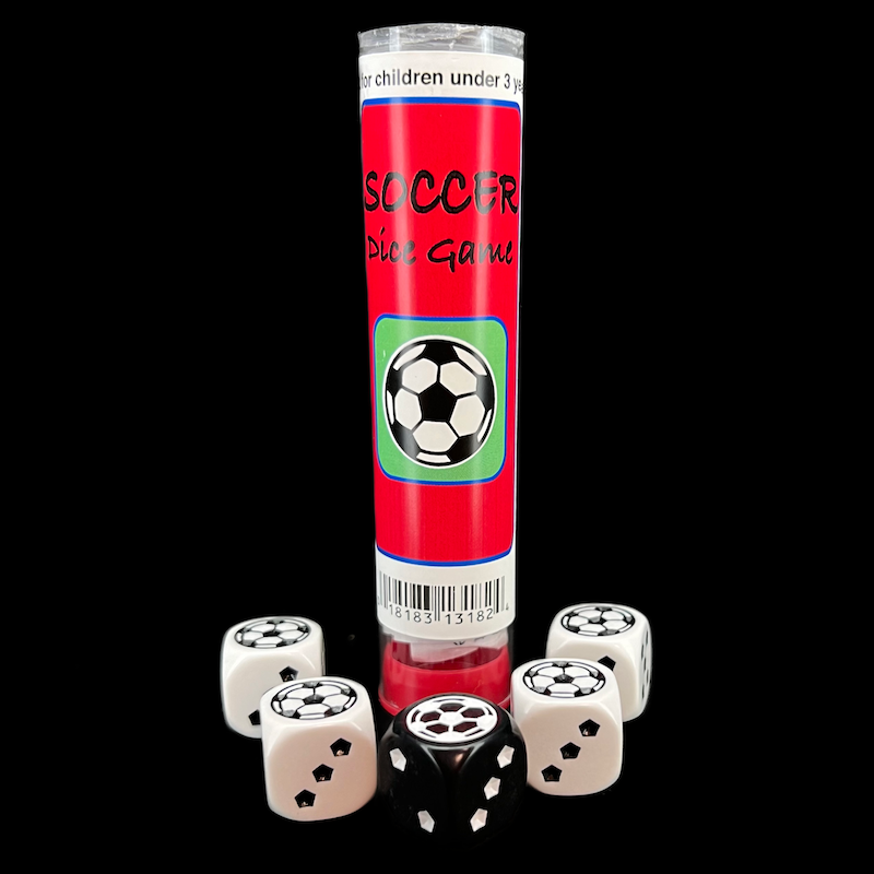 Koplow Opaque Soccer Football 5 x 18mm D6 Spot Dice Game