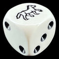 Koplow Opaque White & Black Horse Animal Logo D6 Spot Dice