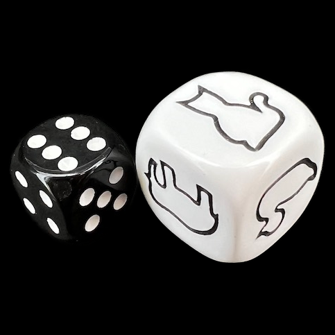 Koplow Opaque White Attributes - Animals JUMBO 22mm D6 Dice