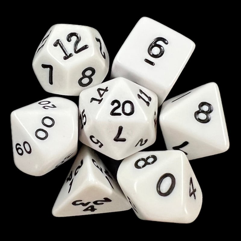 Koplow Opaque White & Black 7 Dice Polyset