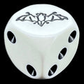 Koplow Opaque White & Black Bat Animal Logo D6 Spot Dice