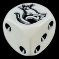 Koplow Opaque White & Black Cat Animal Logo D6 Spot Dice