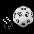 Koplow Opaque White & Black Spindown  / Countdown 33mm D30 Dice