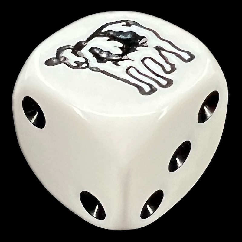 Koplow Opaque White & Black Cow Animal Logo D6 Spot Dice