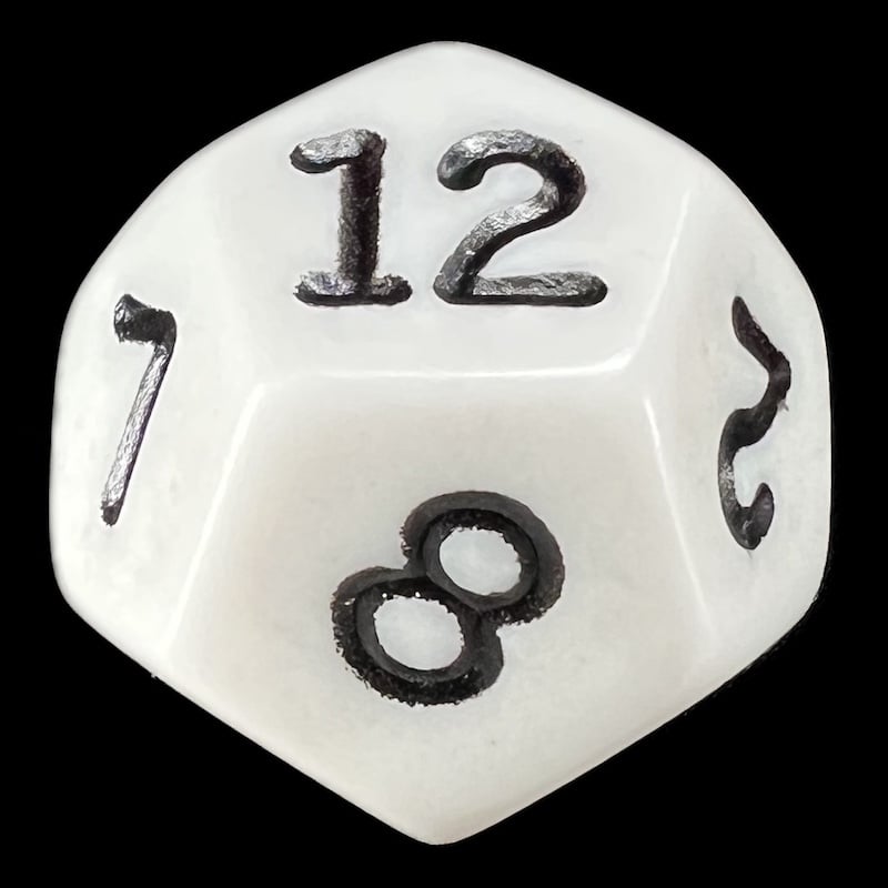 Koplow Opaque White & Black D12 Dice