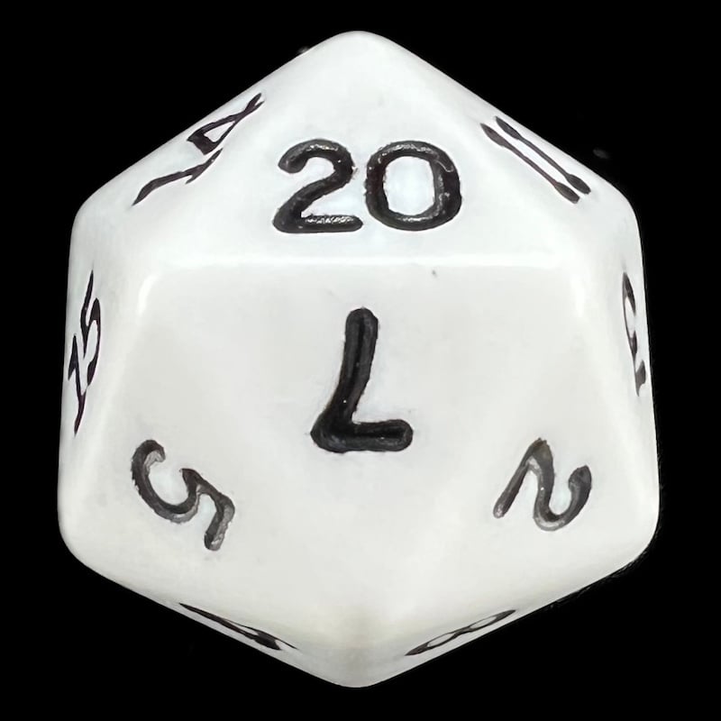 Koplow Opaque White & Black D20 Dice