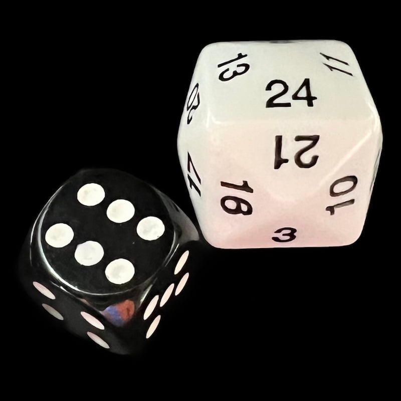 Koplow Opaque White & Black D24 Dice