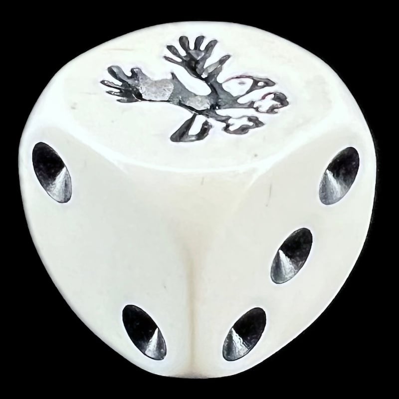 Koplow Opaque White & Black Eagle Animal Logo D6 Spot Dice