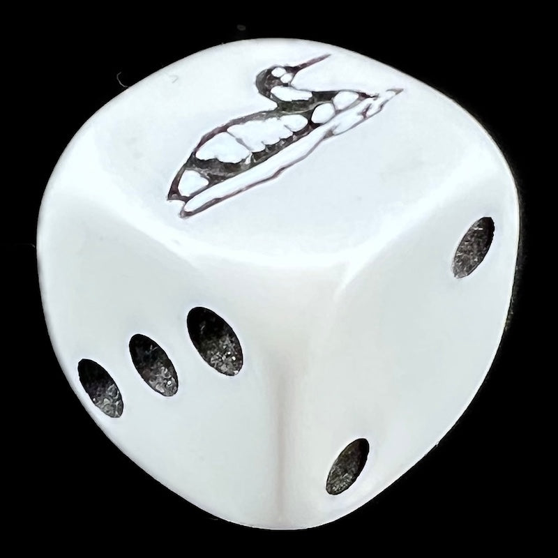 Koplow Opaque White & Black Loon Duck Animal Logo D6 Spot Dice