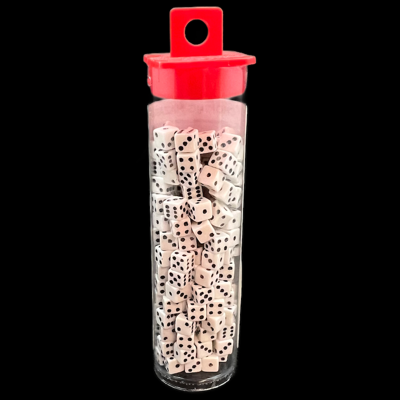 Koplow Opaque White & Black MINI 5mm 200 x D6 Spot Dice Set