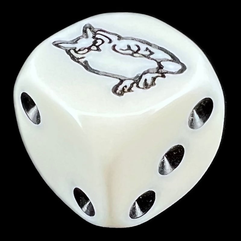 Koplow Opaque White & Black Owl Animal Logo D6 Spot Dice