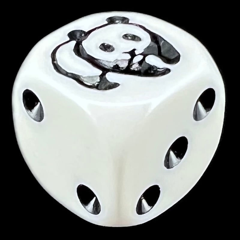 Koplow Opaque White & Black Panda Animal Logo D6 Spot Dice