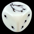 Koplow Opaque White & Black Penguin Animal Logo D6 Spot Dice