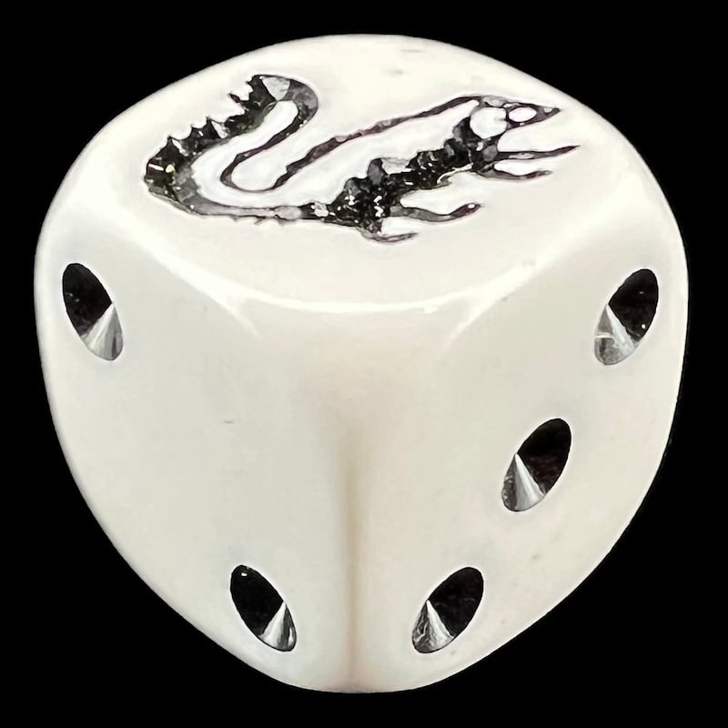 Koplow Opaque White &amp; Black Skunk - Fart Squirrel Animal Logo D6 Spot Dice