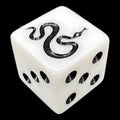 Koplow Opaque White & Black Snake Animal Logo Square Cornered D6 Spot Dice