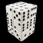 Koplow Opaque White & Black Square Cornered 12 x D6 Dice Set