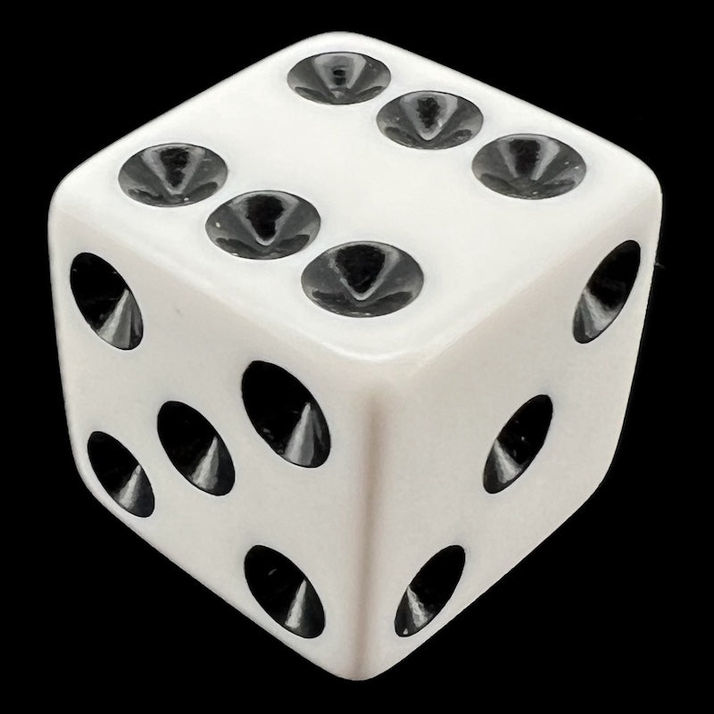 Koplow Opaque White & Black Square Cornered 16mm D6 Spot Dice