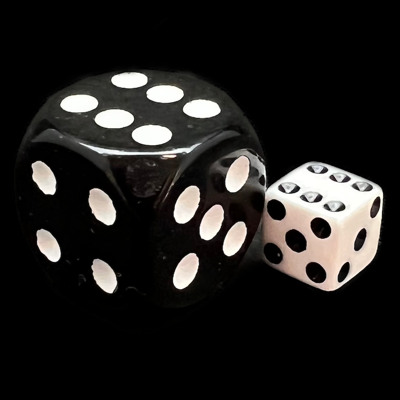 Koplow Opaque White & Black Square Cornered 8mm 20 x D6 Spot Dice Set