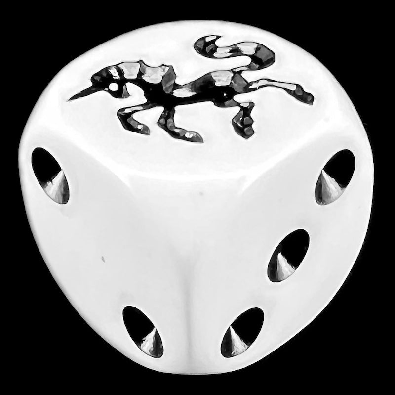 Koplow Opaque White & Black Unicorn Animal Logo D6 Spot Dice