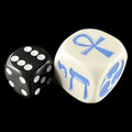 Koplow Opaque White & Blue Life Symbols 20mm D6 Dice