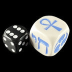 Koplow Opaque White & Blue Life Symbols 20mm D6 Dice