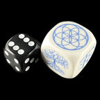 Koplow Opaque White & Blue Life Symbols 20mm D6 Dice