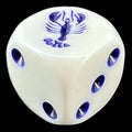 Koplow Opaque White & Blue Lobster Animal Logo D6 Spot Dice