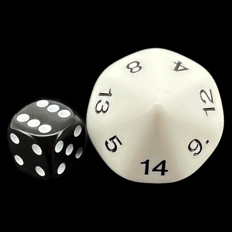 Koplow Opaque White Bottom Read JUMBO D14 Dice