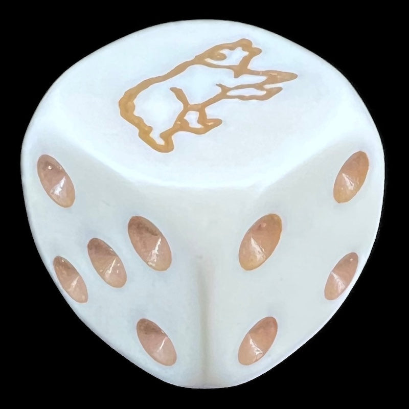 Koplow Opaque White & Beige Bear Animal Logo D6 Spot Dice