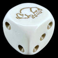 Koplow Opaque White &amp; Brown Bison Animal Logo D6 Spot Dice