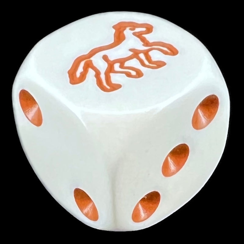 Koplow Opaque White & Brown Horse Animal Logo D6 Spot Dice