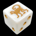 Koplow Opaque White & Brown Monkey Animal Logo Square Cornered D6 Spot Dice