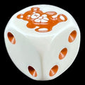 Koplow Opaque White & Brown Teddy Bear Logo D6 Spot Dice