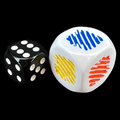 Koplow Opaque White Attributes - Colour Stripe  JUMBO 20mm D6 Dice - DISCONTINUED