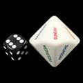 Koplow Opaque White Days of the Week Dice JUMBO D14 Dice