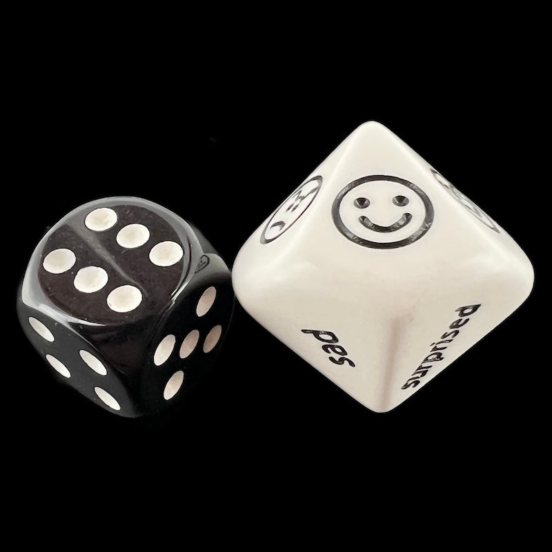Koplow Opaque White Facial Expressions & Words JUMBO 20mm D10 Dice