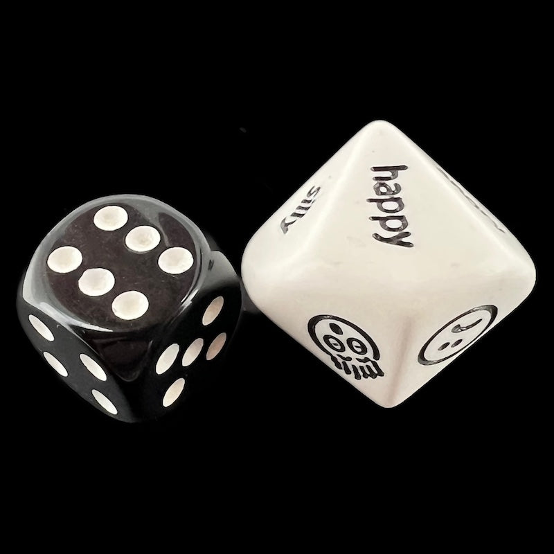 Koplow Opaque White Facial Expressions & Words JUMBO 20mm D10 Dice