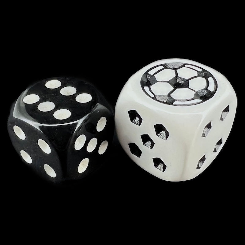 Koplow Opaque White Soccer Football Logo 18mm D6 Spot Dice