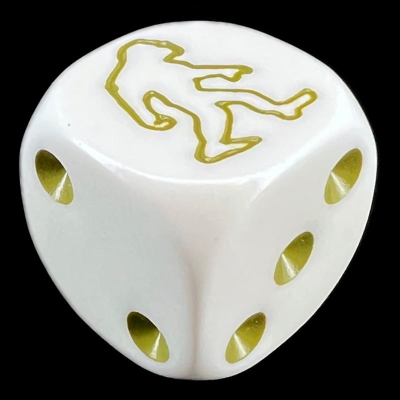 Koplow Opaque White & Khaki Bigfoot Sasquatch Yeti Logo D6 Spot Dice