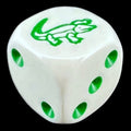 Koplow Opaque White & Green Alligator Animal Logo D6 Spot Dice