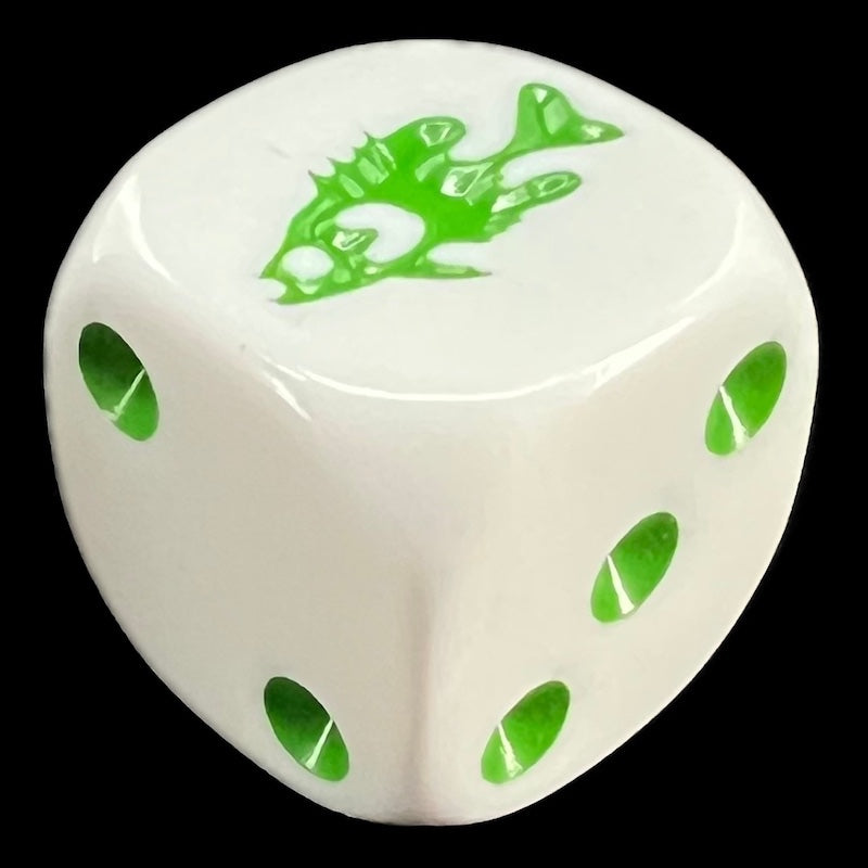 Koplow Opaque White & Green Fish Animal Logo D6 Spot Dice