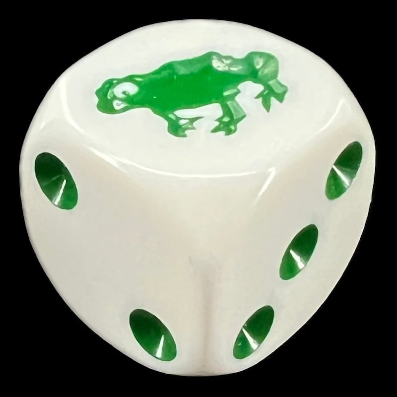 Koplow Opaque White & Green Frog Animal Logo D6 Spot Dice