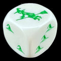 Koplow Opaque White & Green Witches Hat Logo D6 Spot Dice